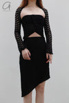 Un Morceau elastic lace asymmetric tube top UM231SZ20 black PUM38